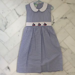 Little Threads Hand Smocked Sailboat Dress, 6X NWT